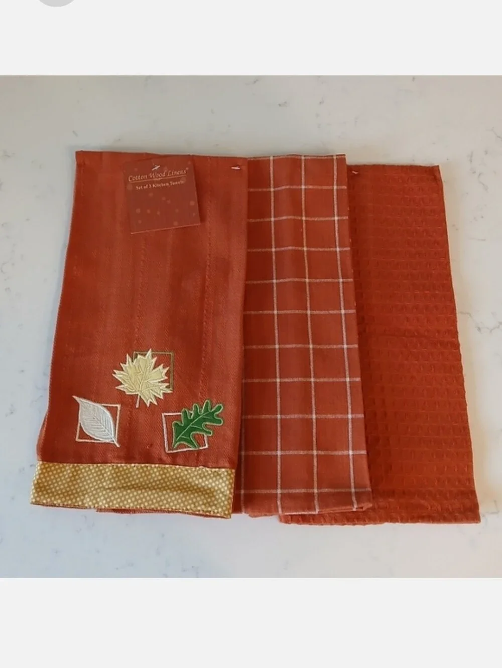 3 Pack Decorative Fall Kitchen Hand Towels Autumn Thanksgiving Orange 16